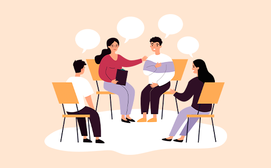 groupe de personnes qui parlent polyèdre seynod annecy