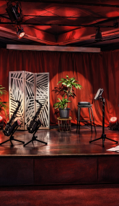 scène du théâtre de poche du polyèdre en dessin avec instruments seynod annecy