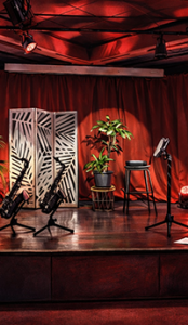 scène du théâtre de poche du polyèdre en dessin avec instruments seynod annecy